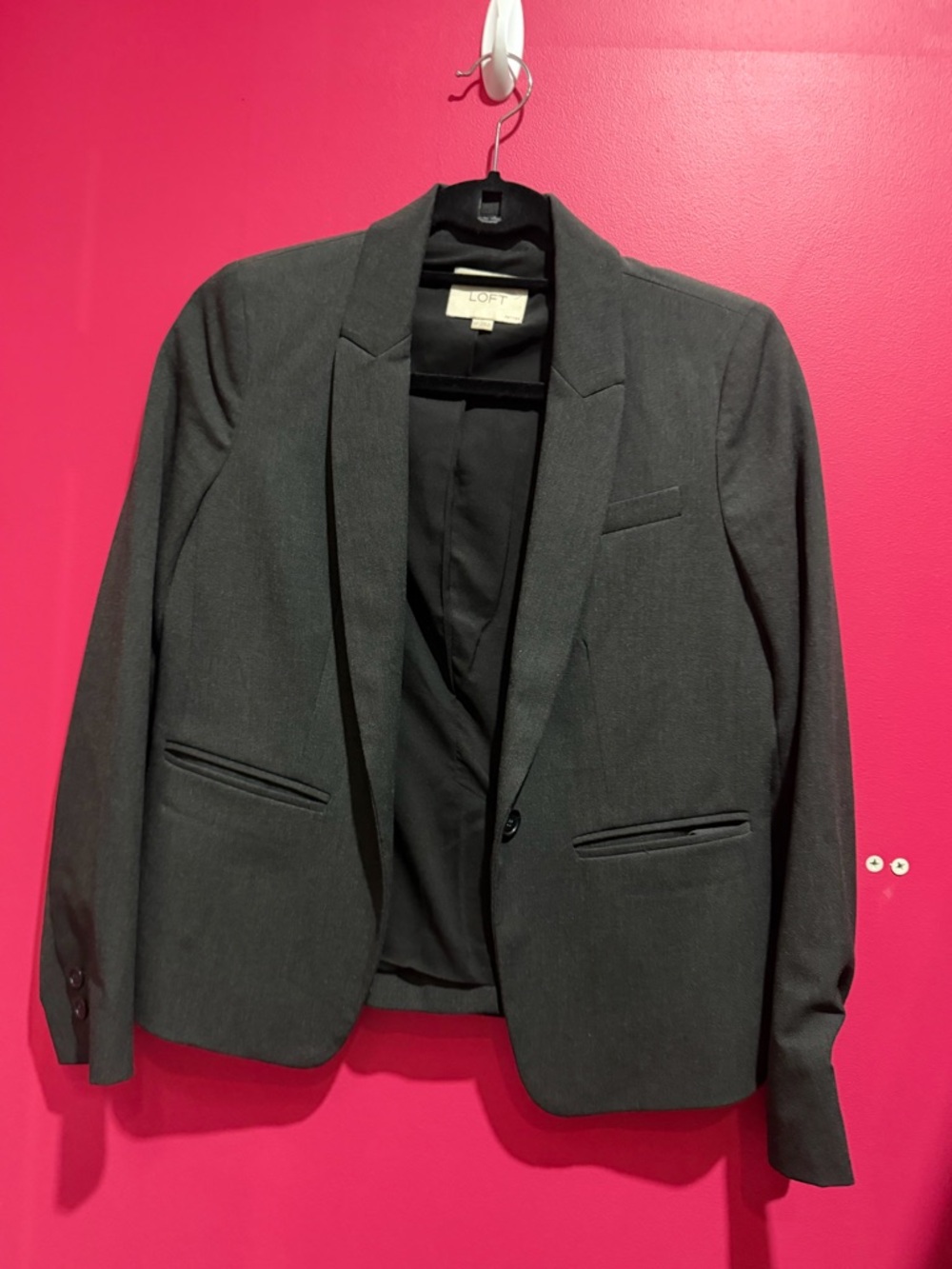 LOFT Charcoal Gray Women's Single-Button Blazer